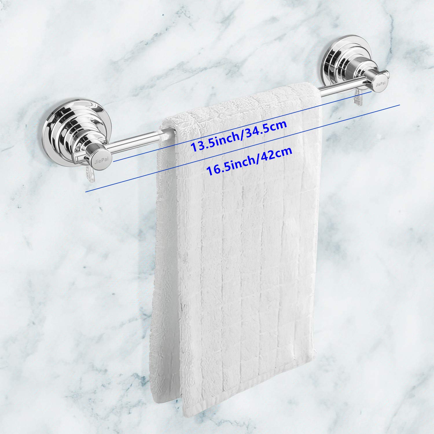 JiePai Suction Cup Towel Bar 16 Inch Removable Vacuum Suction Towel Holder Suction Towel Rack for Bathroom Kitchen